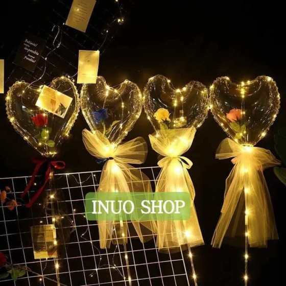 Globos led con rosa y luz parpadeante